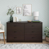 Vicco Everly Wide 6-Drawer Dresser, Espresso