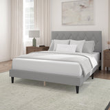 Vicco Hillside Diamond Tufted Upholstered Queen Platform Bed, Gray