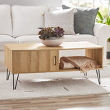 Vicco Modern Hairpin Rectangle Coffee Table, Oak