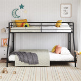 Vicco Small Space Junior Twin over Full Low Profile Metal Bunk Bed Black