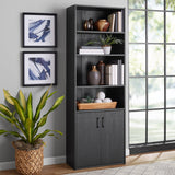 Vicco Traditional 5 Shelf Bookcase with Doors, Black Finish