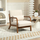 Vicco Wood Arm Accent Chair, Beige