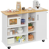 VICCO Rolling Kitchen Island Cart with Folding Drop Leaf Breakfast Bar White