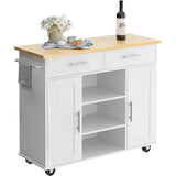 VICCO Rolling Kitchen Island Cart with Folding Drop Leaf Breakfast Bar White