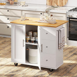 VICCO Rolling Kitchen Island Cart with Folding Drop Leaf Breakfast Bar White