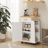 VICCO Rolling Kitchen Island Cart with Folding Drop Leaf Breakfast Bar White