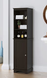 Vicco Storage Cabinet with Three Tier Shelves, Tall Slim Cabinet, Espresso Finish