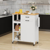 VICCO Kitchen Storage Cart with 10-gal Trash Storage, Kitchen Island with Shelves & Drawer, White