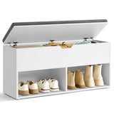 Vicco Shoe Bench with Cushion: Entryway Storage Bench with 2 Open Shelves and Hidden Compartment