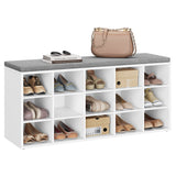 Vicco Shoe Rack Bench with Cushion 15 Compartments Sturdy Storage Bench Sturdy Shoes Bench for Entryway White