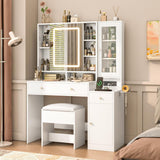 Vicco Vanity Desk with Sliding Mirror & Lights Vanity Table Makeup Desk with Charging Station 2 Drawers 2 Doors