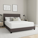 Vicco Nailhead Trim Upholstered Queen Bed Charcoal Fabric