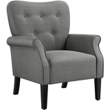 Vicco Modern Upholstered Accent Chair with Wooden Leg for Living Room, Dark Gray