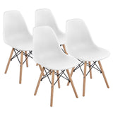 Vicco Set of 4 Modern Dining Chairs with Natural Beech for Kitchen Dining Bedroom Living Room, White