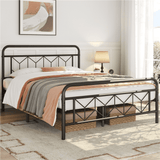 Vicco Vintage Metal Bed Frame with Diamond Pattern, Queen,Black