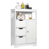 Vicco Bathroom Floor Cabinet, Free Standing Storage Cabinet with 3 Drawers and Adjustable Shelf White