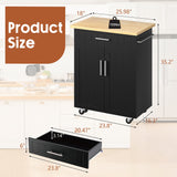 VICCO Kitchen Island on Wheels with Storage, Kitchen Cart with Drawer and Countertop, 2 Doors Storage Cabinet