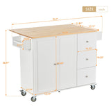 VICCO Kitchen Island with Three Drawers and Storage Cabinet, Kitchen Cart with Store Platform and  Drop Leaf