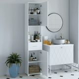 Vicco White Cabinet with Doors and Shelves, 71'' Floor Standing Wood Shelving Units for Bathroom