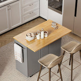 VICCO Rolling Kitchen Island Cart with Folding Drop Leaf Breakfast Bar White