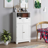 VICCO Bathroom Floor Storage Cabinet Wood Linen Cabinet with Doors and Drawers and Adjustable Shelf White