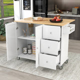 VICCO Kitchen Island with Three Drawers and Storage Cabinet, Kitchen Cart with Store Platform and  Drop Leaf