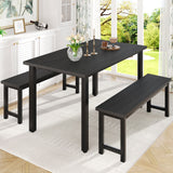 VICCO Dining Room Table Set 3-Piece Breakfast Nook Dining Table Set with 2 Benches