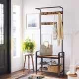 Coat Rack Hall Tree with Shoe Bench for Entryway,