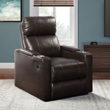 Theater Recliner with USB charging ports, Faux Leather,