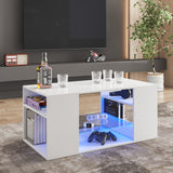 Vicco LED Coffee Table with Glass Display Shelves High Gloss