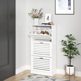 Shoe Cabinet with Louvered Door,Shoe Rack with 3 Flip