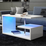 Coffee Table with Storage & Display Shelves, LED Coffee Table Center