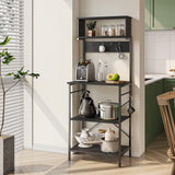 5 Tier Kitchen with Hooks Black