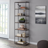 Shelf Metal Frame Bookcase, Rustic Brown