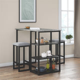 Set with Faux Concrete Top, Gray and Black