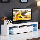 Modern TV Stand High Gloss Media Console with LED