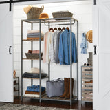 Farmhouse Gray Wood and Metal Garment Rack