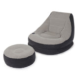 Chair With Cup Holder And Ottoman Set, Gray