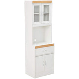 Kitchen Storage Cabinet Open Space for Microwave, White