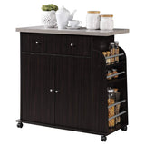 Kitchen Island Cabinet Drawer Storage with Spice and Towel Rack