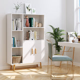 Vicco 5 Cube Bookcase with Door, Open Shelves Free Standing Storage Cabinet with Solid Legs, White Finish