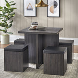 Vicco 5-Piece Dexter Dining Set with Storage Ottoman