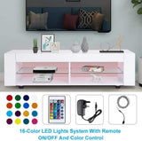 Vicco Modern 50in White TV Stand, High-Gloss LED Lights TV