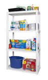 4-Shelf Solid Plastic Shelf Unit, White