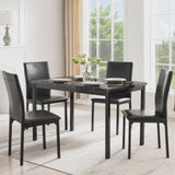 5 Piece Dining Set, Faux Marble Table Top and 4 PU Chairs,