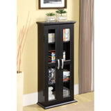 Media storage accent cabinet with glass doors black