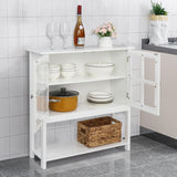 Kitchen Sideboard Buffet Cabinet with 2 Transparent Doors & Ample Storage