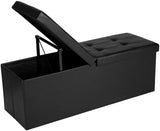 Folding Storage Ottoman Bench, Black