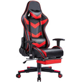 Gaming Chair with Footrest, Black and Red