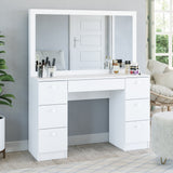 Modern Vanity Desk, White Finish, for Bedroom